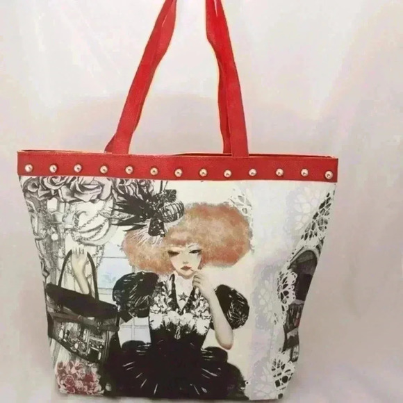 🎉Host Pick🎉Portrait Handbag with Red Details - Picture 1 of 2